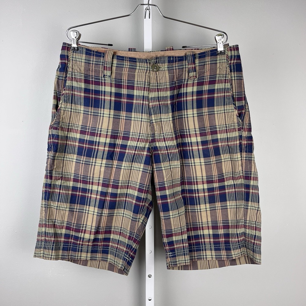 GAP Madras Plaid Shorts Mens 33 100% Cotton‎ Multicolor 12" Y2K Baggy